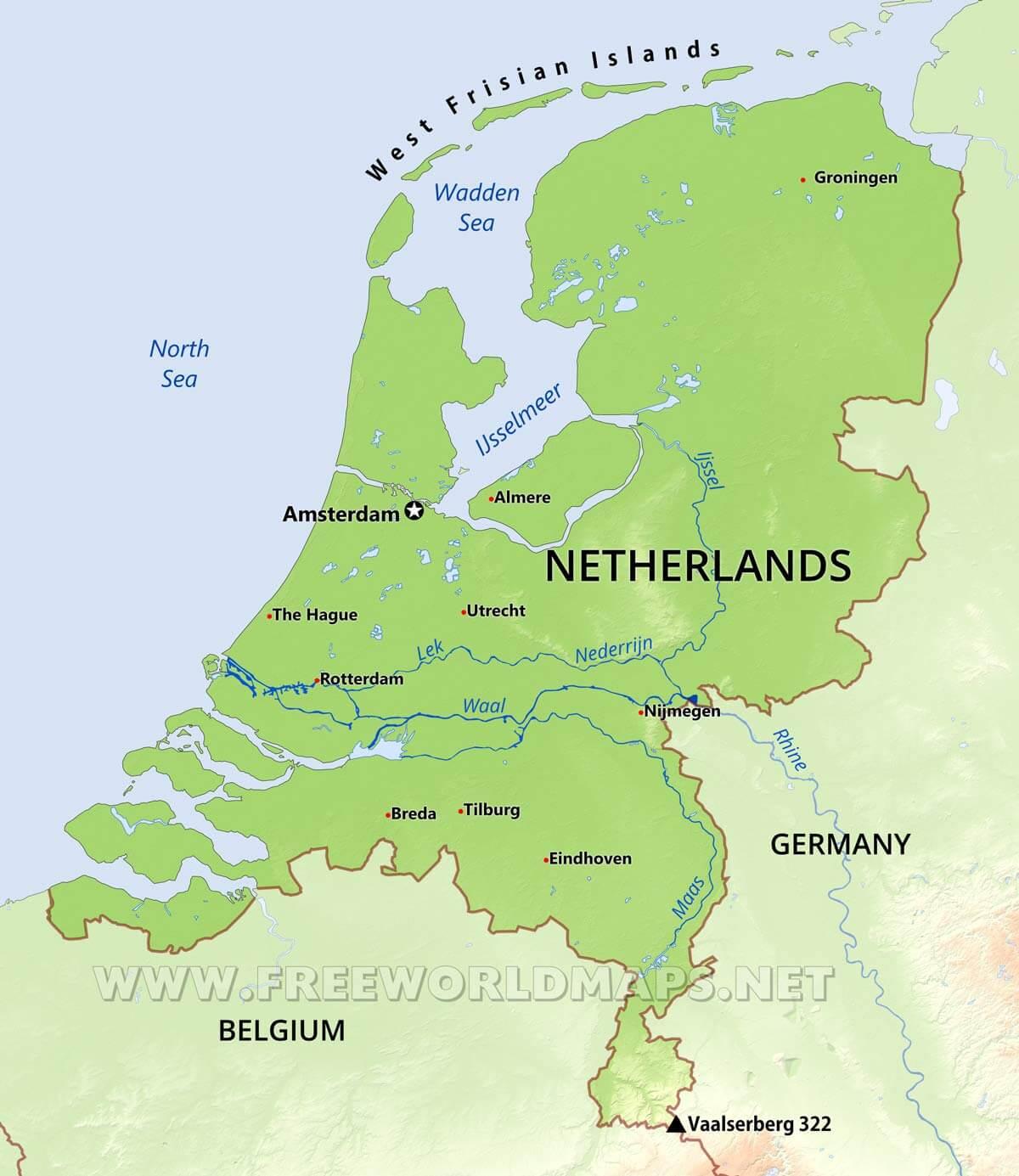 zapadna europa karta Nizozemska geografija karta Nizozemske kartica geografije (Zapadna  zapadna europa karta