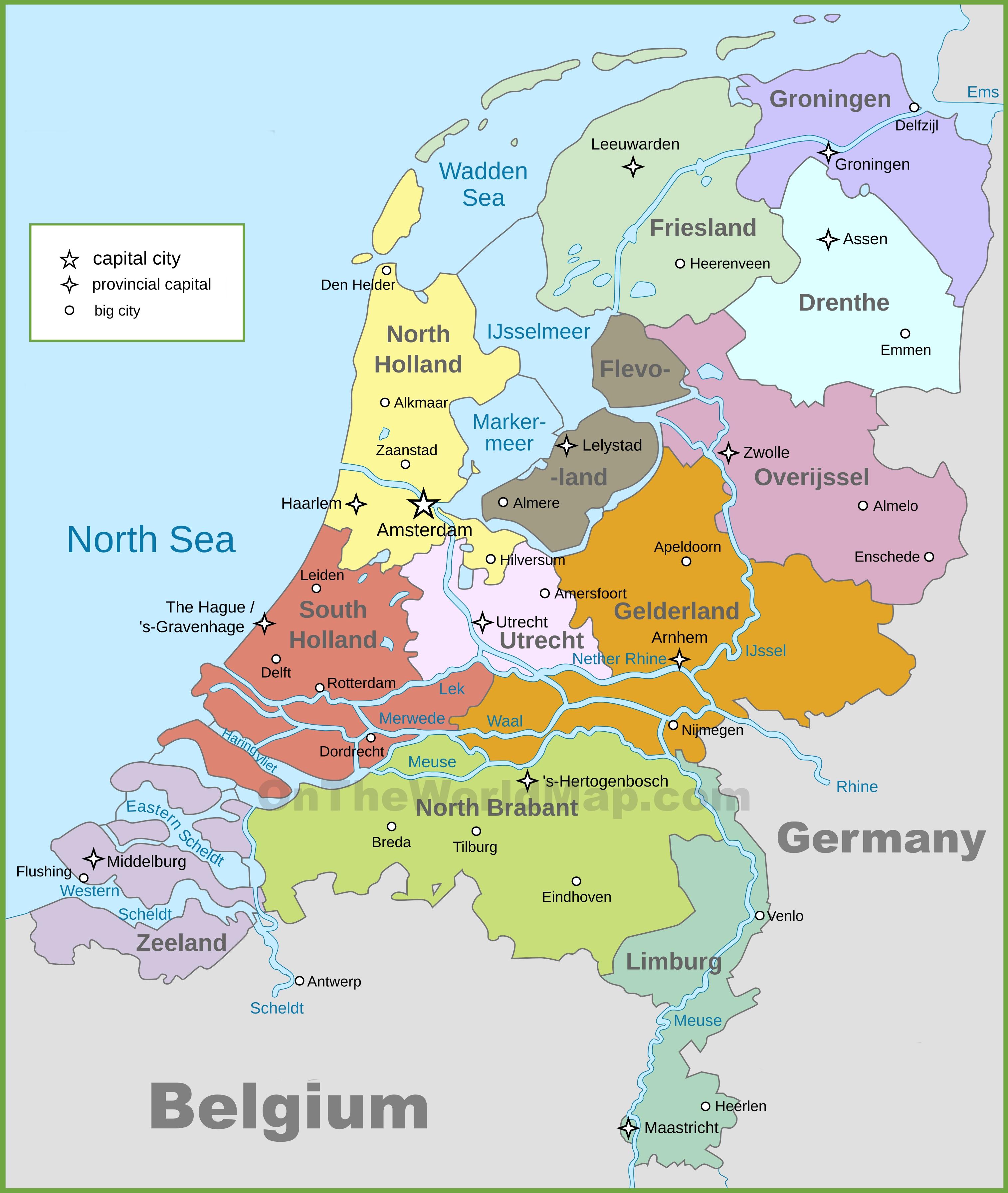 karta nizozemske Nizozemska politička karta   politička karta Nizozemske (Zapadna  karta nizozemske