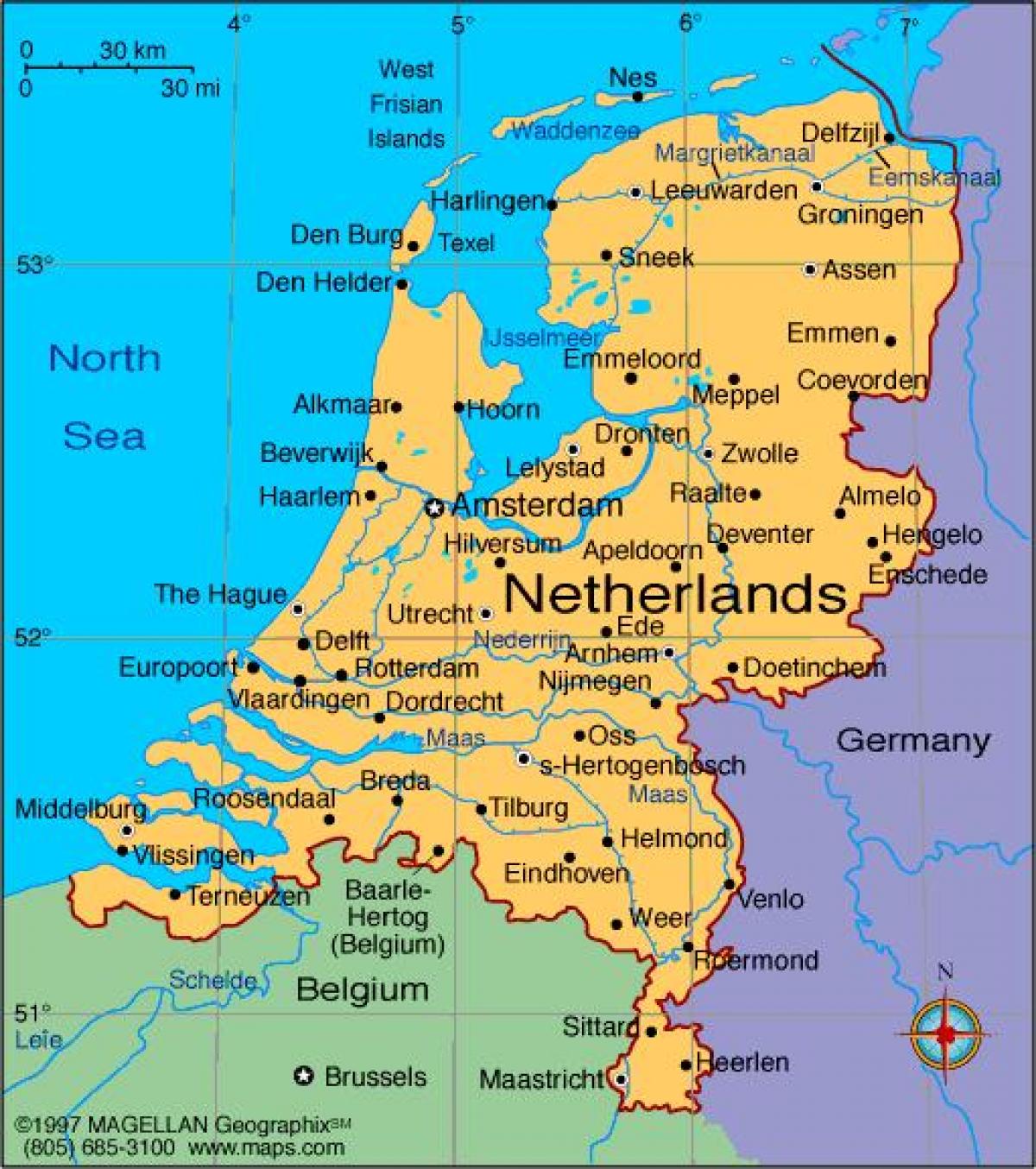 karta europe s gradovima Nizozemska karta grada   karta Nizozemske s gradovima (Zapadna  karta europe s gradovima